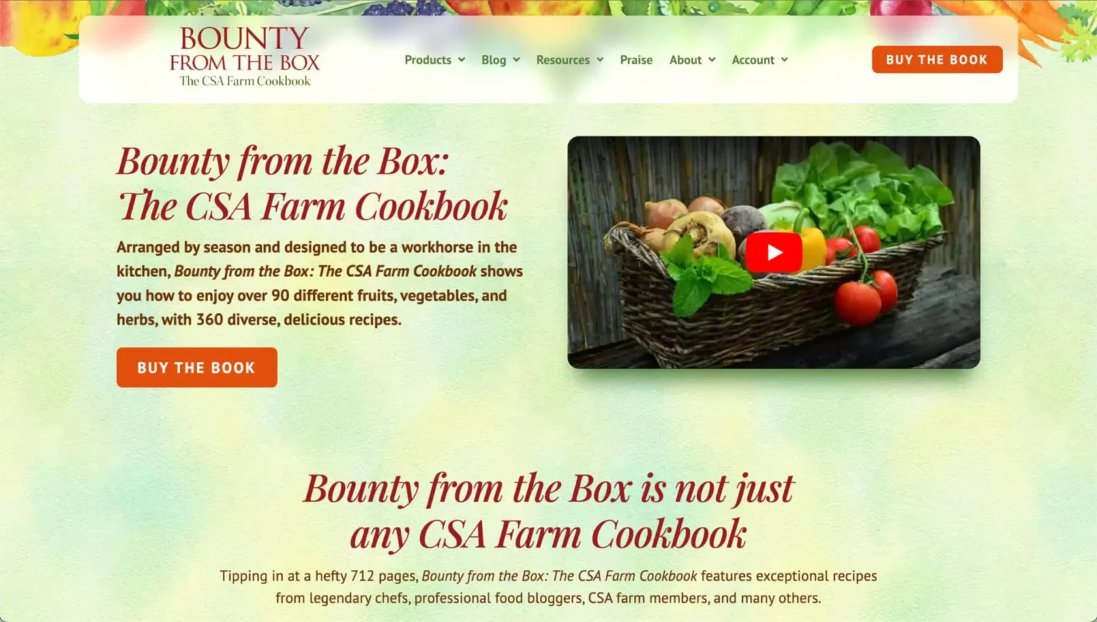 WordPress Web Design for CSA Farm Cookbook