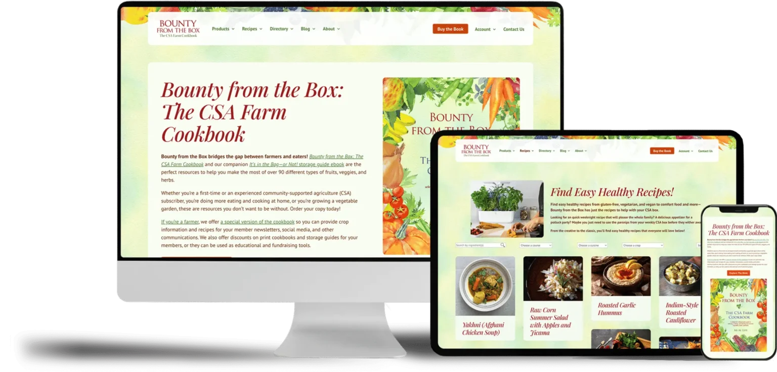 WordPress Web Design for CSA Farm Cookbook